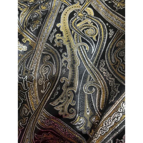 NWT Cache Vintage Black Silver Gold Metallic Mini Skirt Rhinestone Buckle Sz 6 - Picture 8 of 10